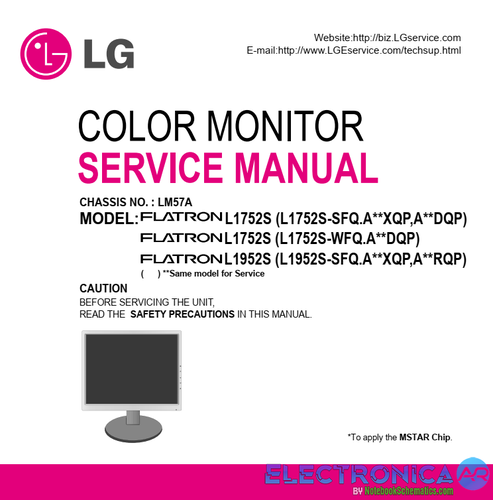 Más información sobre "MONITOR LG FLATRON L1752S, L1952S, Chasis LM57A"