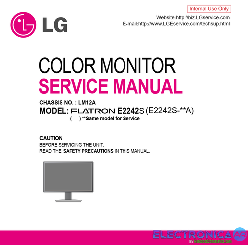 Más información sobre "Monitor  LG E2242S  Chassis lm12a - Manual de Servicio"