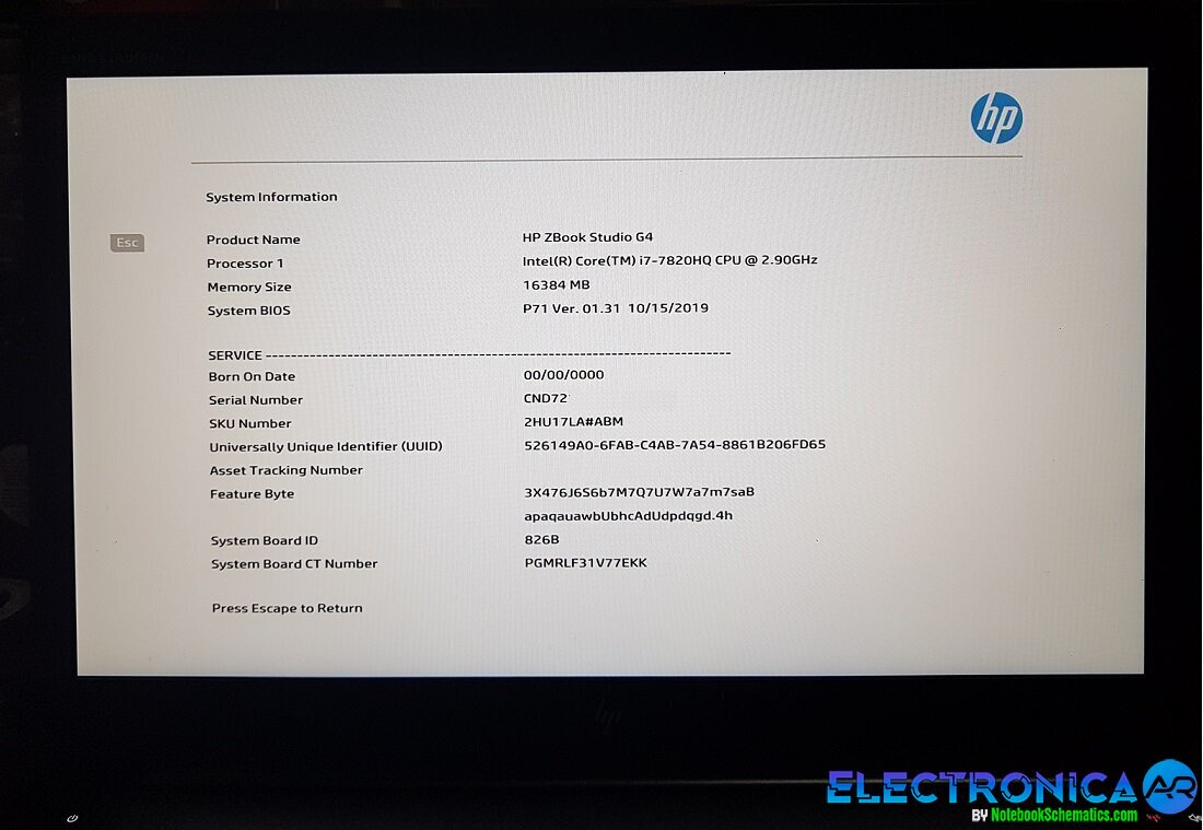 HP ZBook Studio G4 HSN-C02C  BIOS