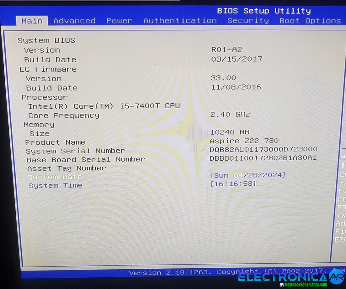 AIO ACER ASPIRE AZ22-780-AD15 AZ22-780_W BIOS