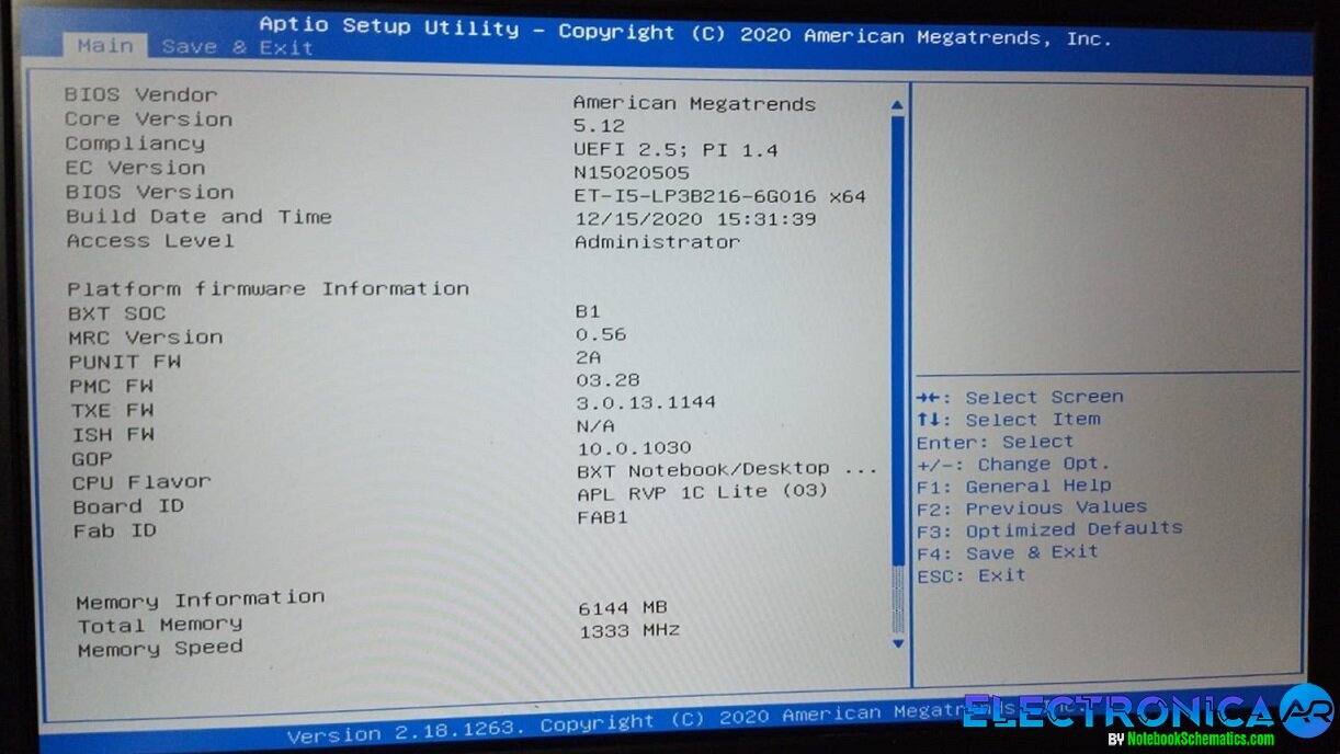 Notebook Gobierno Cordoba ET_I5_APL_LP3B216_0201_V1_0  LP3B216  Bios con Logo Intel