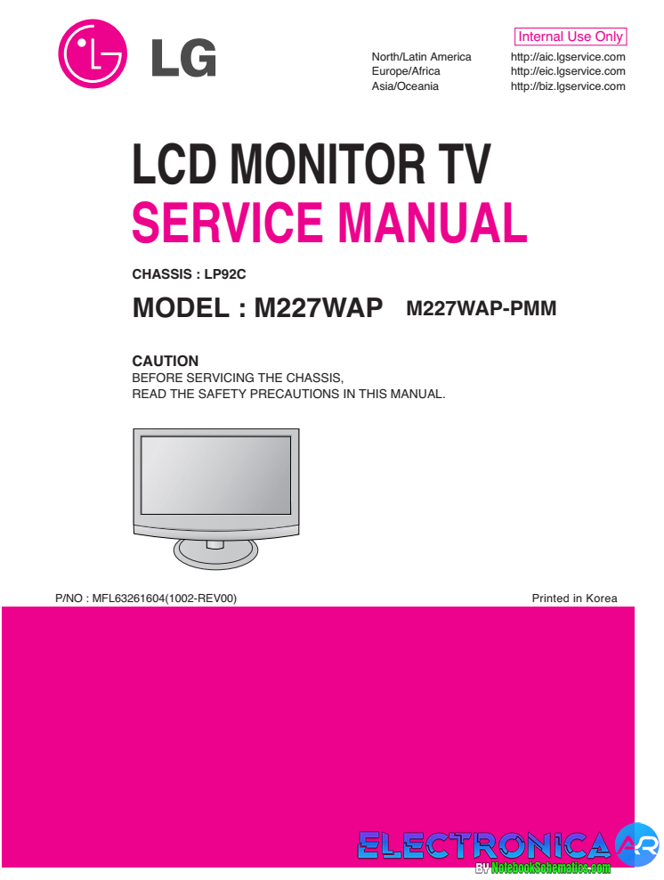 MONITOR LG M227WAP LP92c Manual de servicio con esquematico