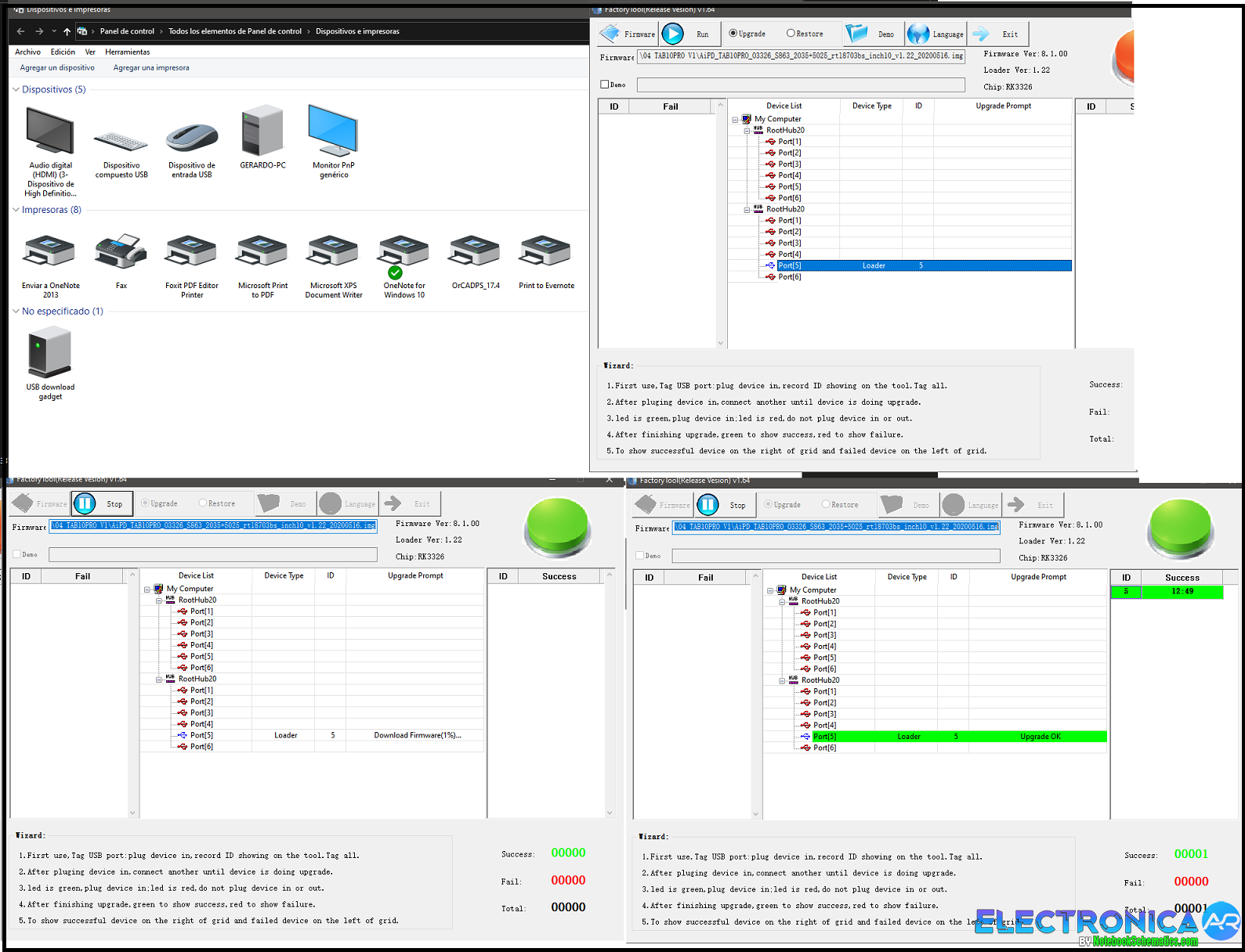 Rockchip Factory  Tools v1.64 Herramienta para la carga de firmware de Tablets con RK3326