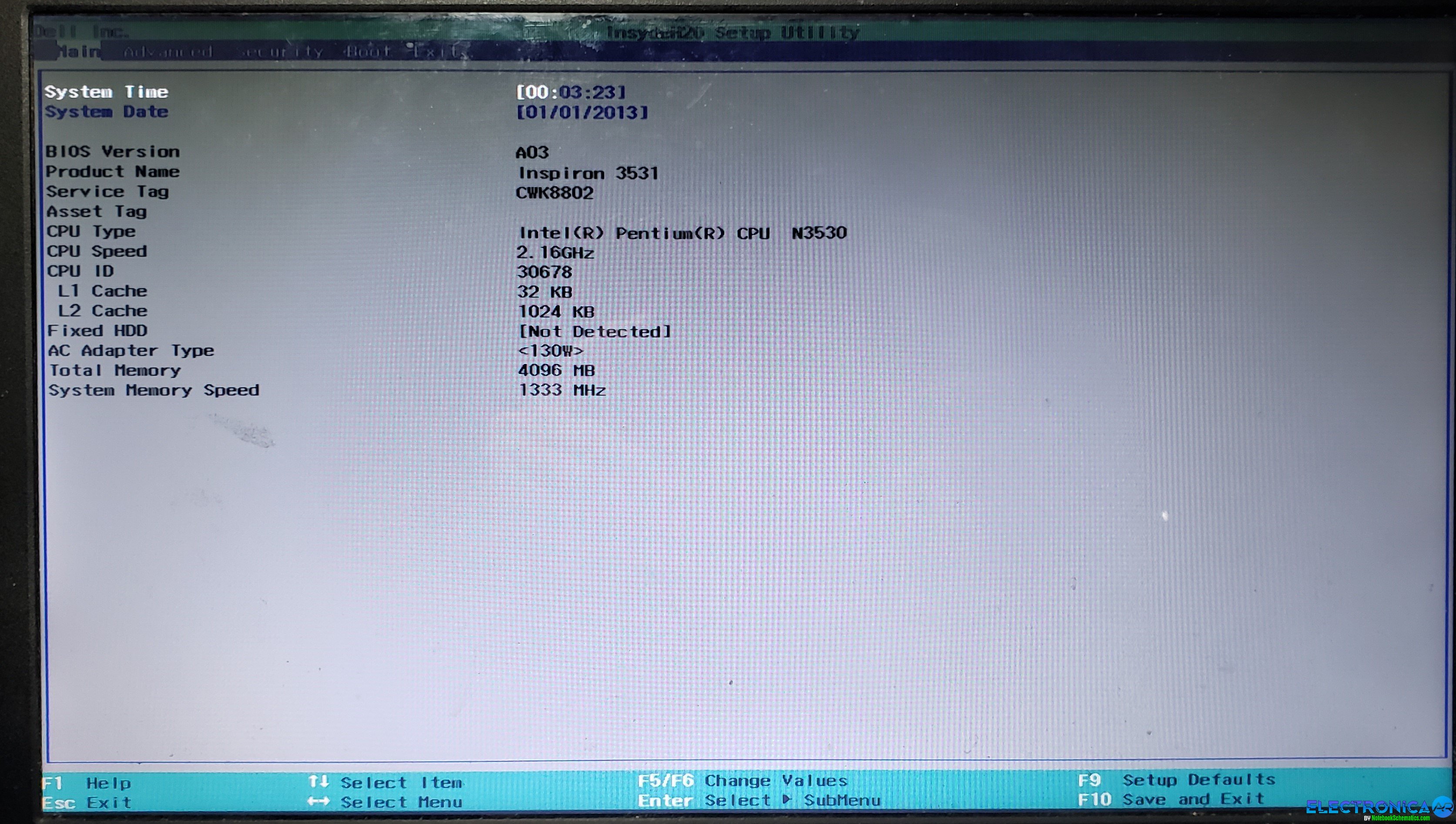 Dell Inspiron 15 3531 ZWB00 LA-B481P - BIOS