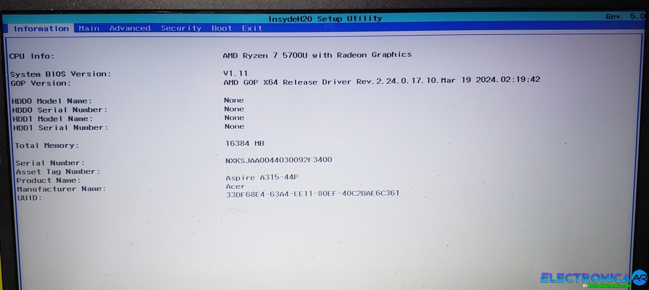 ACER ASPIRE 3 A315-44P-R7GS A-M214P Rev 1.0  BIOS