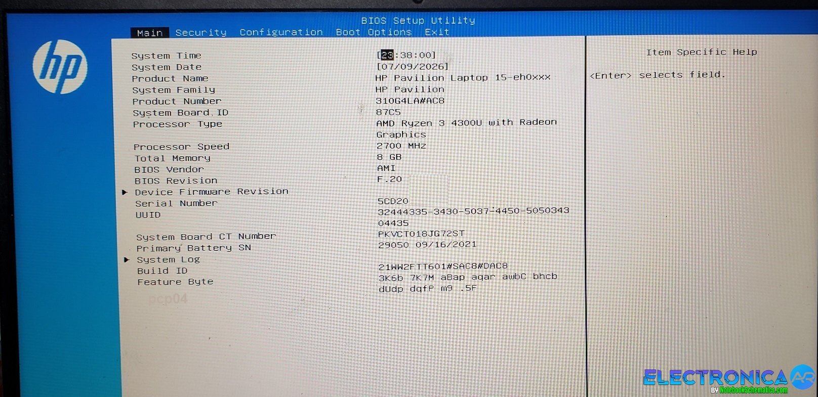HP Pavilion 15-EH0004 DAG7HAMB8I0 REV I BIOS Y FW DE USB-C